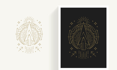 Wall Mural - zodiac sagittarius horoscope sign line art silhouette design vector illustration.