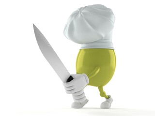 Poster - Olive character holding kitchen knife