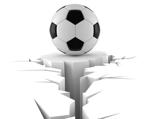 Wall Mural - Soccer ball with cracked hole