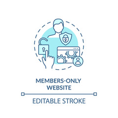 Members only website concept icon. Internet business, membership program idea thin line illustration. Exclusive access to digital content. Vector isolated outline RGB color drawing. Editable stroke