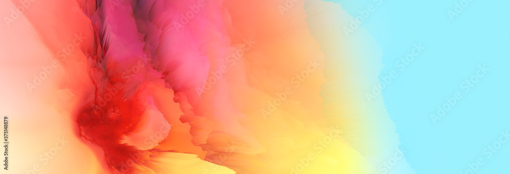 Digital Illustration. Color rainbow splash. Abstract horizontal background.. - obrazy, fototapety, plakaty 