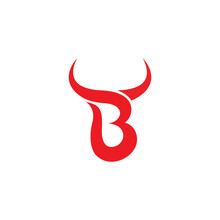 Bull Horn Looking Letter B, Vector Logo
