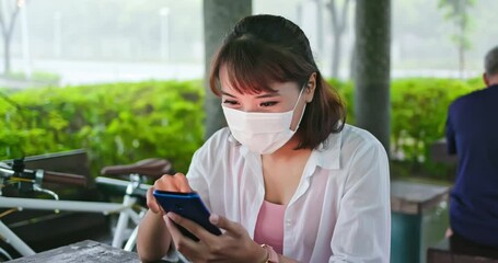 Wall Mural - asian woman use smartphone