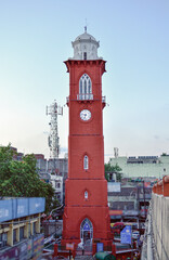 Straight View of Clock Tower, Ludhiana, Punjab, India, especially known as Ghanta Ghar, this image was clicked on 30 August 2020