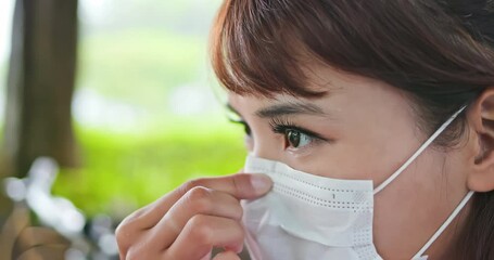 Wall Mural - asian female wears protective mask