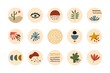 © Yelyzaveta - Boho highlight covers. Abstract stories contemporary style, social media story round icons, modern midcentury art. Vector illustration