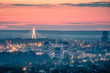 Wall Mural - Panorama of Rzeszow at sunset