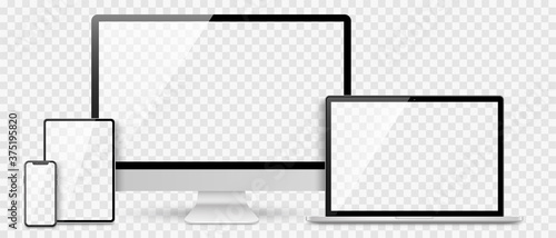 Fotomural Realistic set computer, laptop, tablet and smartphone