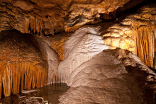 Flowstone Detail Inside A Missouri Cave