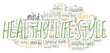 Healthy lifestyle vector illustration word cloud isolated on a white background.