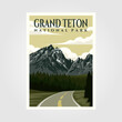 grand teton national park vintage poster illustration design, travel poster design