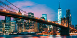 Fototapeta Nowy Jork - Brooklyn bridge at dusk