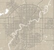 Detailed map of Edmonton city, linear print map. Cityscape panorama.