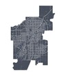 Edmonton map. Detailed map of Edmonton city poster with streets. Cityscape vector.