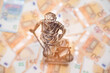Lady Justice is on several 50 and 20 Euro bills. Concept photo for a lawsuit where a lot of money is at stake.