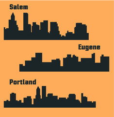 Wall Mural - Set of 3 city in Oregon ( Salem, Portland, Eugene )