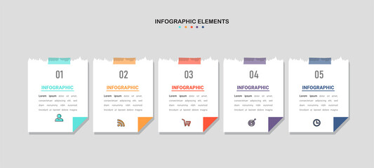 Poster - Business Infographic with note paper design vector.