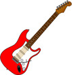 Vector graphic of a red electric guitar isolated on white
