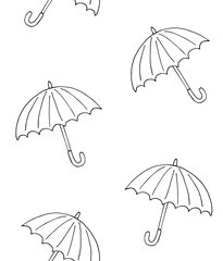 Sticker - Vector seamless pattern of hand drawn doodle sketch umbrella isolated on white background