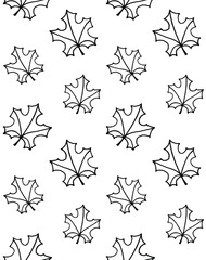 Sticker - Vector seamless pattern of hand drawn doodle sketch maple leaf isolated on white background