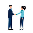 Vector illustration of a man and a woman shaking hands. Handshake of people.