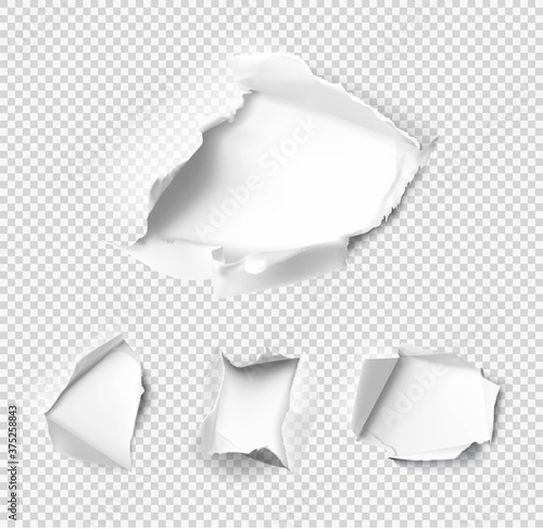 Set of realistic holes in paper on transparent background Tableau sur Toile