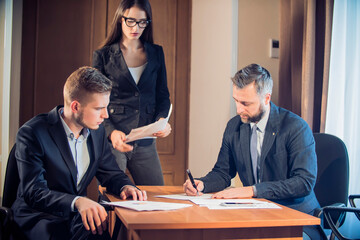 Wall Mural - businesspeople discussing and planning, businessman concept in the office