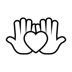 Canvas Print - heart and hands icon, line style