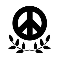 Canvas Print - peace symbol and leaves wreath icon, silhouette style