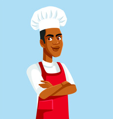 African Male Chef Standing with Arms Crossed