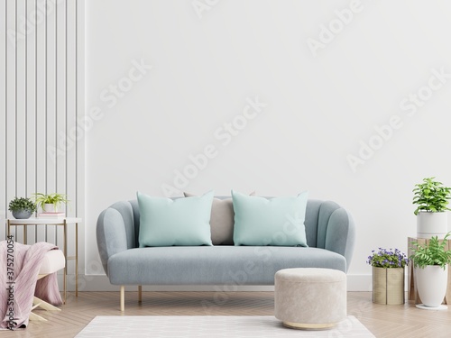 Photographie Bright and cozy modern living room interior have sofa and lamp with white wall background