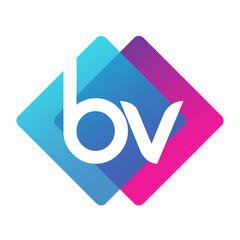 Wall Mural - Letter BV logo with colorful geometric shape, letter combination logo design for creative industry, web, business and company.