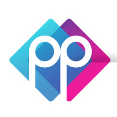 Poster - Letter PP logo with colorful geometric shape, letter combination logo design for creative industry, web, business and company.