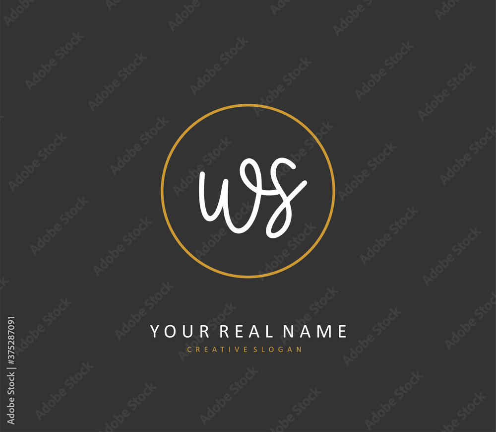 Ws Lettering W S WS Initial letter handwriting and signature logo. A concept ...