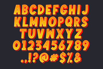 Wall Mural - Red and orange cartoon alphabet design