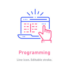 Wall Mural - programming line icon on white background. editable stroke.