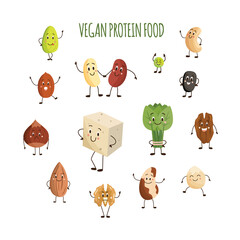 Vegan protein food characters.