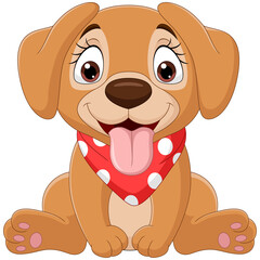 Wall Mural - Cute baby dog cartoon sitting