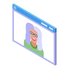 Wall Mural - Web browser video call icon. Isometric of web browser video call vector icon for web design isolated on white background