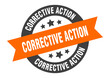 corrective action sign. round ribbon sticker. isolated tag