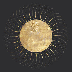 chic golden luxurious retro vintage engraving style. image of the sun and moon phases. culture of occultism. Vector graphics