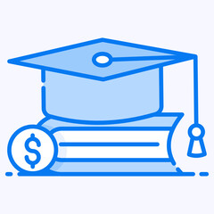 Poster - 
Dollar with book and mortar board showcasing education loan icon
