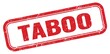 TABOO red grungy rectangle stamp.