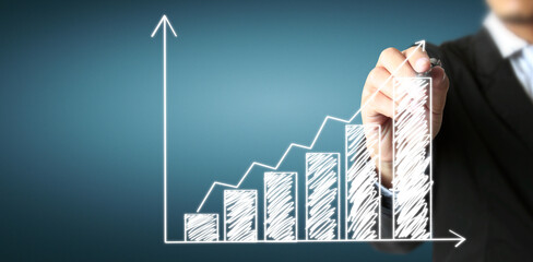 Hand drawing chart, graph stock of growth