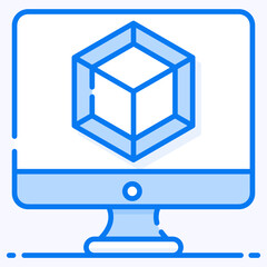 Wall Mural - flat vector icon of 3d modeling, entity