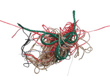 Colorful Tangled Up Rope Pile Isolated On White Background With Clipping Path