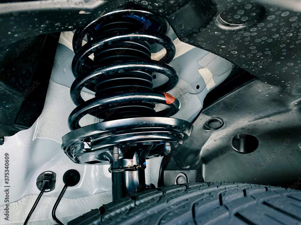 shock absorber strut with coil spring, suspension system of modern car ...
