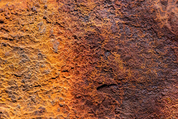 Detailed closeup macro photo of rust on the HMQS Gayundah shipwreck at Woody Point, Queensland