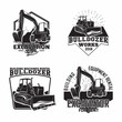 Set of Excavation work emblems design
