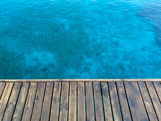 close up wooden floor on the sea